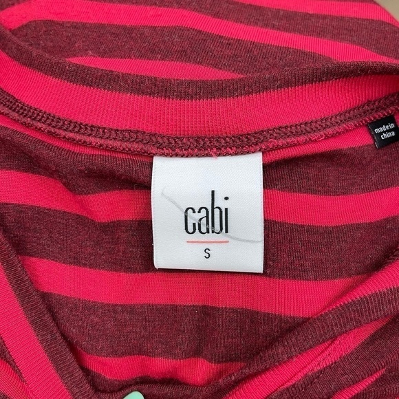Cabi Red Striped Peplum Slimming Striped Tee - Picture 9 of 9